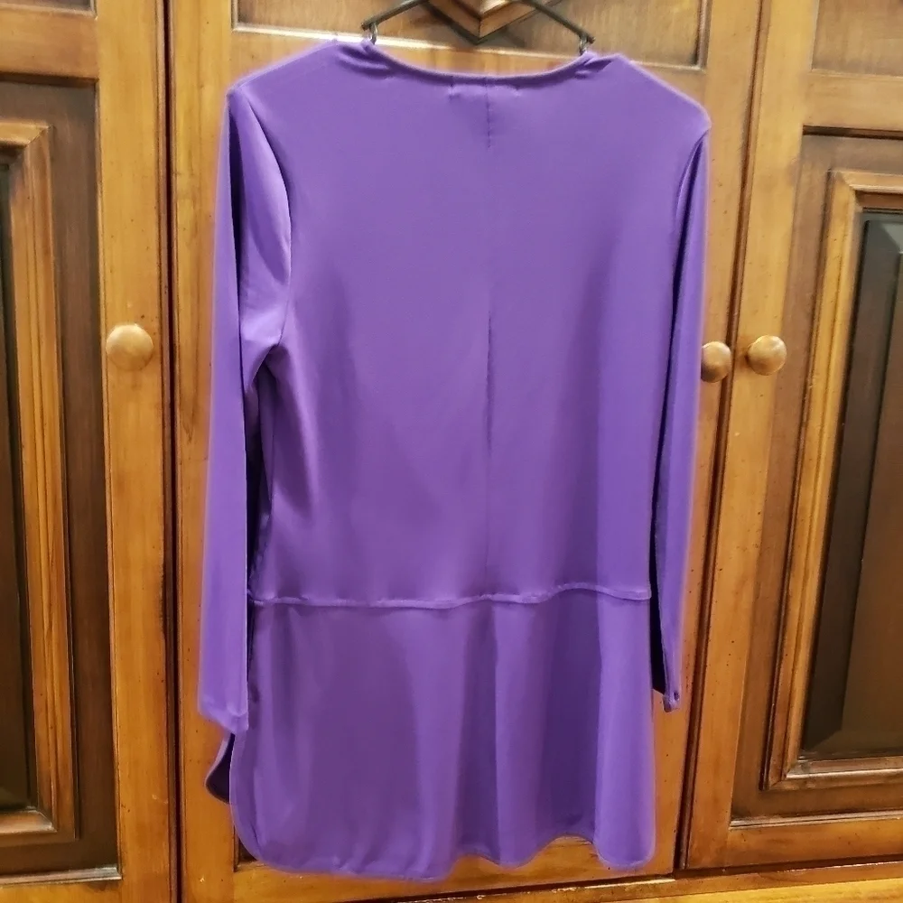 NWT Lauren Ralph Lauren Purple Keyhole Neck Long Sleeve Blouse Size Small - Picture 4 of 6